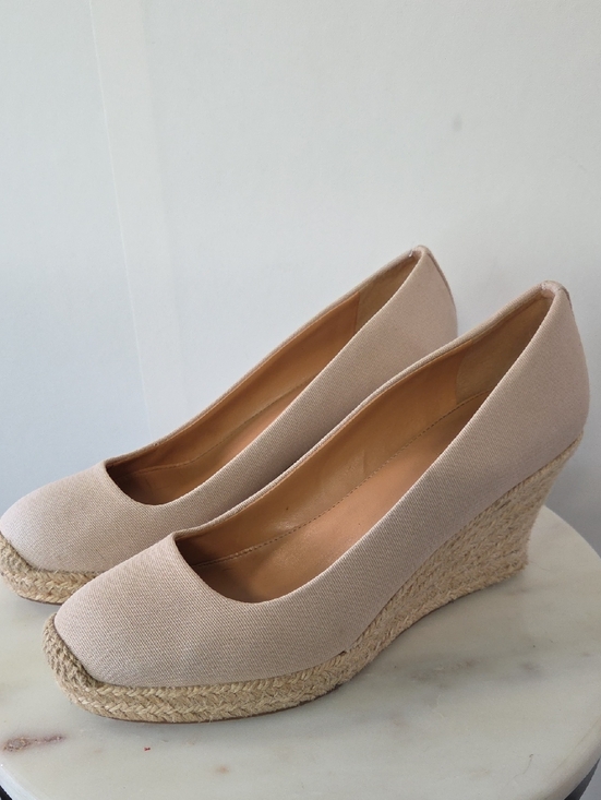 J. Crew Shoes - J. Crew Beige Canvas Espadrille Wedge Pumps Size 7.5